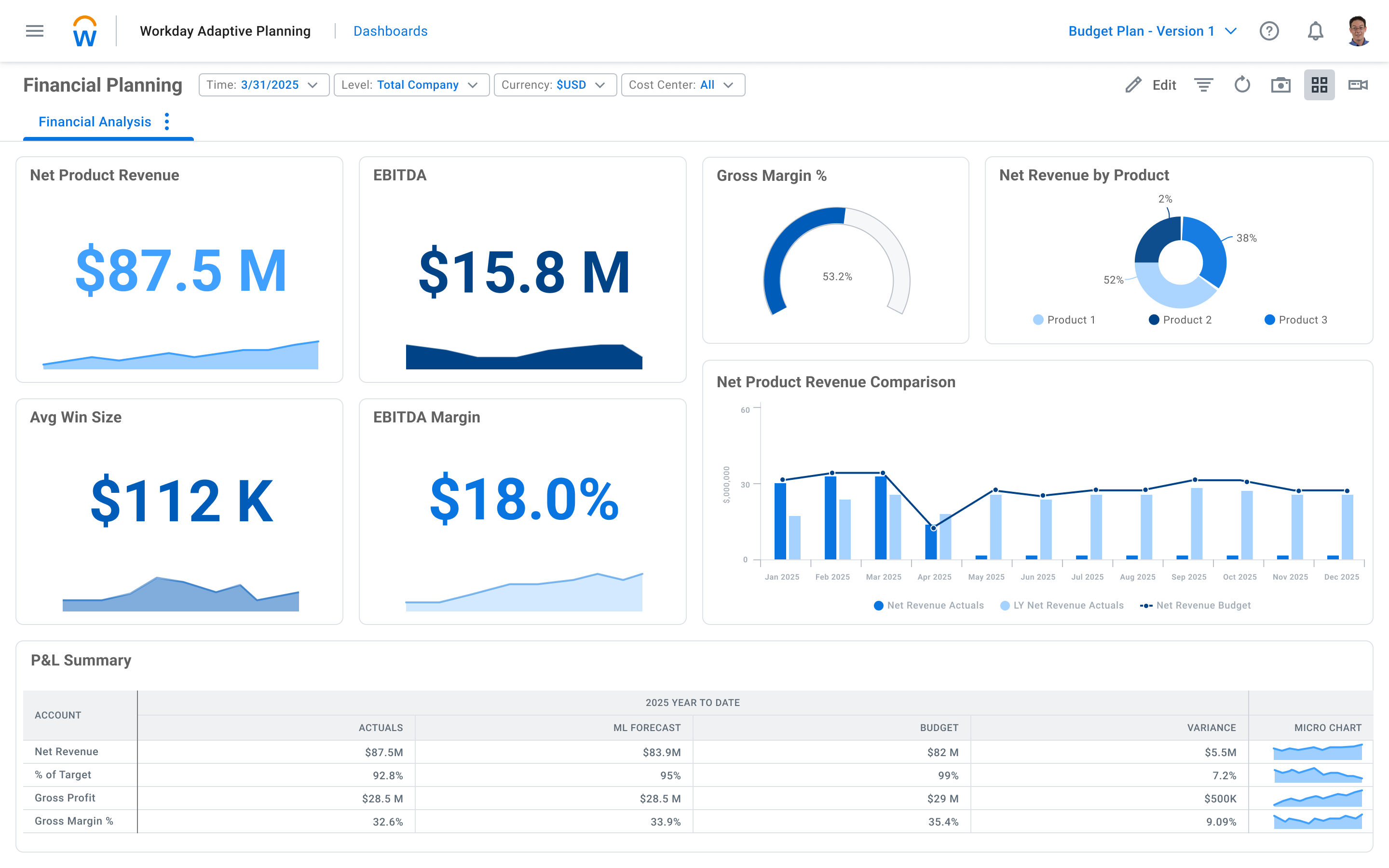 screenshot of Workday Adaptive Planning